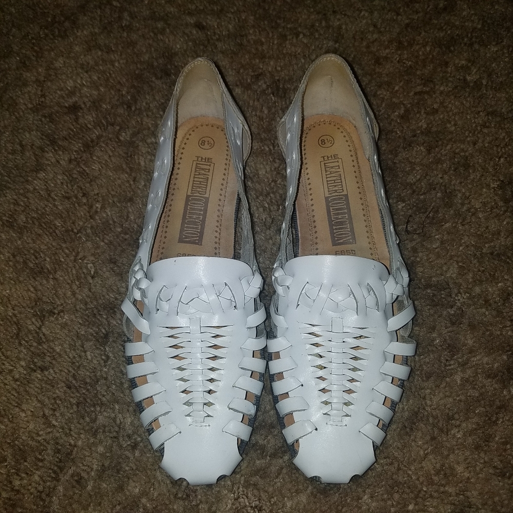 White leather huarache sandals 8.5